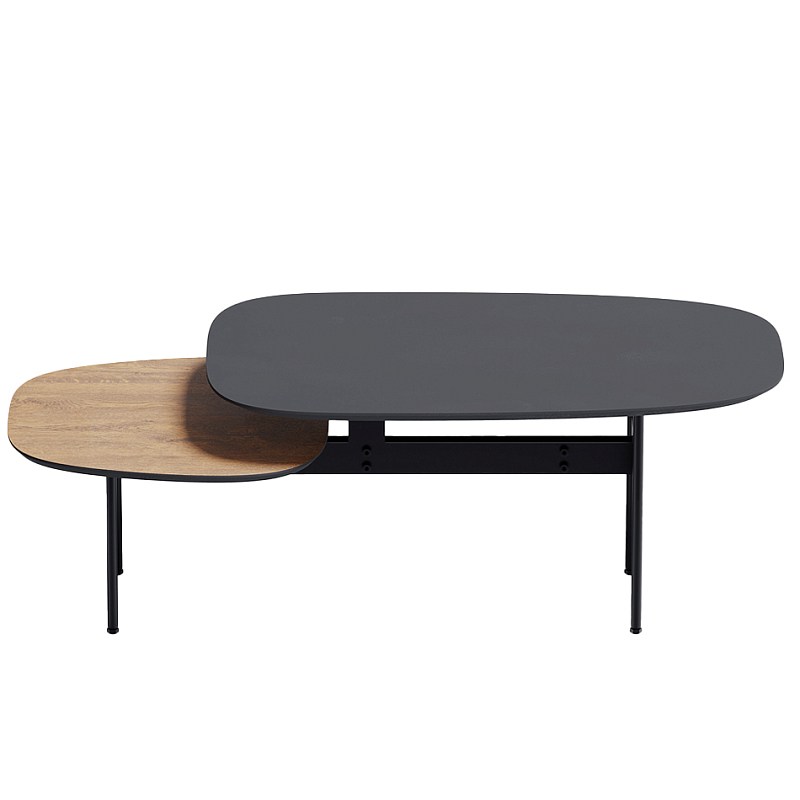 Step журнальный столик из натурального дуба и металла Черный Светлый дуб в Красноярске | Loft Concept 