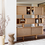 Приставной стол с отделкой из джута Juti D30 см варинант исполнения - 7 | Loft Concept в Красноярске