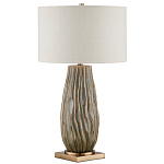 Настольная лампа с фактурным корпусом и тканевым абажуром Smooth Peaks варинант исполнения - 3 | Loft Concept в Красноярске