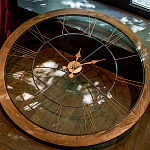 Часы настенные деревянные с римскими цифрами бронзового цвета Clock with History варинант исполнения - 3 | Loft Concept в Красноярске