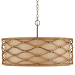 Подвесной светильник  из кованого железа и абажуром из ротанга Wicker Furniture варинант исполнения - 3 | Loft Concept в Красноярске