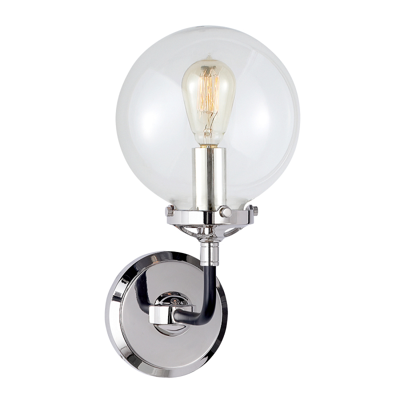 Бра Бистро Globe Clear Glass Single Sconce Nickel  в Красноярске | Loft Concept 