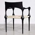 Стул дизайнерский с плетеным сидением Kronos Dining Chair Black варинант исполнения - 5 | Loft Concept в Красноярске