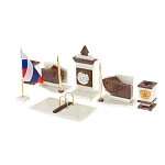 Настольный письменный набор из мрамора и лемезита с гербом и флагом России Marble Accessory варинант исполнения - 2 | Loft Concept в Красноярске