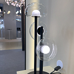 Настольная лампа с тремя прозрачными куполообразными плафонами и черным металлическим основанием Flos Wireline Lighting варинант исполнения - 4 | Loft Concept в Красноярске