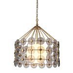 Люстра подвесная с круглыми дисками из серого фактурного стекла с белым матовым шаром внутри Quintiesse варинант исполнения - 1 | Loft Concept в Красноярске