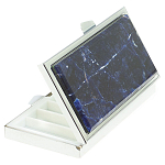 Таблетница карманная прямоугольная на 7 отделений с зеркалом и накладкой из натурального камня Содалит Silver Stone Pillboxes варинант исполнения - 1 | Loft Concept в Красноярске