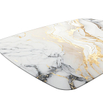 Обеденный стол с прямоугольной столешницей из стекла на черных металлических ножках White Marble варинант исполнения - 4 | Loft Concept в Красноярске