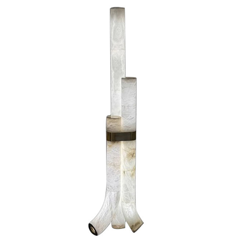 Торшер геометрический с тремя мраморными плафонами Marble Tripod Белый Торшер геометрический с тремя мраморными плафонами Marble Tripod Белый в Красноярске | Loft Concept