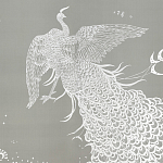 Обои ручная роспись в стиле Арт-деко Whistler Peacocks Special Colourway on Pale Grey dyed silk варинант исполнения - 1 | Loft Concept в Красноярске