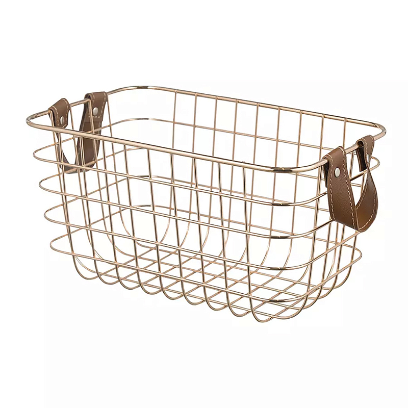 Корзина для хранения железная с ручками Iron Basket золотая Золотой Корзина для хранения железная с ручками Iron Basket золотая Золотой в Красноярске | Loft Concept