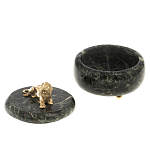 Шкатулка из натурального камня змеевик с фигуркой льва Stone Casket варинант исполнения - 3 | Loft Concept в Красноярске