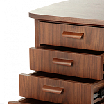 Дизайнерский письменный стол округлой формы с 4-мя ящиками и дверкой с полочками Rili варинант исполнения - 4 | Loft Concept в Красноярске