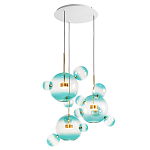 Люстра подвесная с прозрачными бирюзовыми стеклянными шарами и круглым основанием 3 лампы Giopato & Coombes варинант исполнения - 3 | Loft Concept в Красноярске