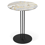 Стол журнальный с круглой столешницей из стекла Gray and Gold Marble варинант исполнения - 1 | Loft Concept в Красноярске