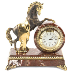 Часы настольные бронзовые с декором в виде коня Horse Stone Clock варинант исполнения - 1 | Loft Concept в Красноярске