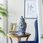 Ваза с крышкой и синим цветочным узором Blue & White Ornament  варинант исполнения - 5 | Loft Concept в Красноярске