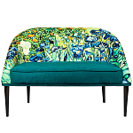 Диван двухместный из натурального бука зеленый с цветочным принтом Impressionism in Art варинант исполнения - 1 | Loft Concept в Красноярске