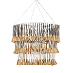Люстра трехъярусная с декором из круглых деревянных бусин с кисточками Gray Brown Wooden Beads Chandelier варинант исполнения - 2 | Loft Concept в Красноярске