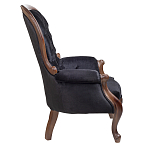 Кресло с мягкой обивкой из черного велюра на 4-х деревянных ножках Evelyn Classical Armchair варинант исполнения - 2 | Loft Concept в Красноярске
