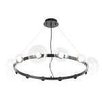 Люстра подвесная круглая с 12-ю прозрачными куполообразными плафонами и черным металлическим основанием Flos Wireline Lighting варинант исполнения - 3 | Loft Concept в Красноярске