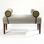 Банкетка Banquette PIED DE POULE с принтом гусиная лапка и бежевыми подлокотниками  варинант исполнения - 3 | Loft Concept в Красноярске