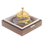 Икорница с декором "Осетр" с гравировкой на подставке из натурального камня Агат Decorative Cavair Dishes варинант исполнения - 4 | Loft Concept в Красноярске