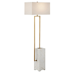 Торшер с прямоугольным абажуром на белом мраморном основании Asymmetry on Marble варинант исполнения - 4 | Loft Concept в Красноярске