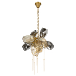 Люстра подвесная со стеклянными плафонами из дымчатого и золотистого с шестью вертикальными подвесками Gilded Mirage  варинант исполнения - 5 | Loft Concept в Красноярске