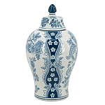 Ваза с крышкой и голубым цветочным рисунком на белом фоне Blue & White Ornament варинант исполнения - 2 | Loft Concept в Красноярске