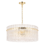 Люстра подвесная круглая с прозрачными рельефными стеклянными вставками и золотым основанием Textured Glass Chandelier варинант исполнения - 1 | Loft Concept в Красноярске