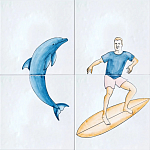 Плитка с узором Дельфин Серфингист варинант исполнения - 2 | Loft Concept в Красноярске