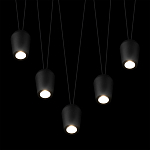 Подвесной светильник черными плафонами на длинных пересекающихся тросах Construction варинант исполнения - 4 | Loft Concept в Красноярске