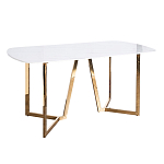 Стол обеденный белый с золотыми глянцевыми ножками Laconic White Table варинант исполнения - 1 | Loft Concept в Красноярске