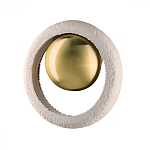 Бра с бежевым текстурным кольцом и латунным шаром в центре Tactile  варинант исполнения - 1 | Loft Concept в Красноярске