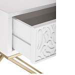Приставной столик с выдвижным ящиком  White Table Carved Pattern варинант исполнения - 3 | Loft Concept в Красноярске