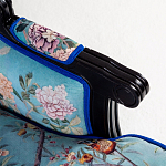 Кресло из натурального бука бирюзовое с изображением птиц и цветов Turquoise Chinoiserie Garden Armchair варинант исполнения - 4 | Loft Concept в Красноярске