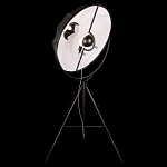 Торшер в виде прожектора с круглым тканевым абажуром на треноге черного цвета Radiance Éclat варинант исполнения - 3 | Loft Concept в Красноярске