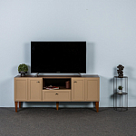 ТВ-тумба бежевая из массива бука с 2-мя дверками и ящиком Wenge Light варинант исполнения - 5 | Loft Concept в Красноярске