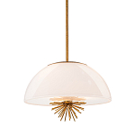 Подвесной светильник золотого цвета с полусферическим опаловым плафоном и декоративным элементом Elstead Lighting варинант исполнения - 1 | Loft Concept в Красноярске