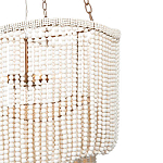 Трехъярусная люстра с подвесками из круглых деревянных бусин белая White Beads Three-tier Chandelier  варинант исполнения - 6 | Loft Concept в Красноярске