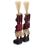 Комплект из 2-х деревянных статуэток Asmat Straw Headdress Statuettes Red Turquoise варинант исполнения - 2 | Loft Concept в Красноярске