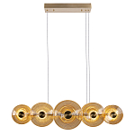 Люстра подвесная светодиодная со стеклянными плафонами янтарного цвета в форме дисков Savio Glass Disc варинант исполнения - 2 | Loft Concept в Красноярске