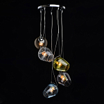 Люстра каскадная с 5-ю разноцветными стеклянными плафонами Kaleido варинант исполнения - 3 | Loft Concept в Красноярске