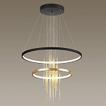 Люстра подвесная с 2-мя круглыми подвесами в черном и золотистом цвете и вертикальными подвесками Ring Horizontal варинант исполнения - 4 | Loft Concept в Красноярске