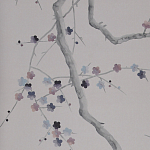 Обои ручная роспись Plum Blossom Special Colourway on Lilac Hint dyed silk варинант исполнения - 2 | Loft Concept в Красноярске