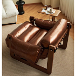 Кресло-диван кожаное на деревянном каркасе Medieval Furniture варинант исполнения - 1 | Loft Concept в Красноярске