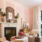 Обои ручная роспись Jharokha Arches Original colourway on pink painted Xuan paper варинант исполнения - 3 | Loft Concept в Красноярске