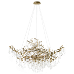Подвесная люстра в виде ветвей деревьев золотого цвета с прозрачными подвесками-каплями 10 и 14 ламп Droplet Chandelier варинант исполнения - 1 | Loft Concept в Красноярске