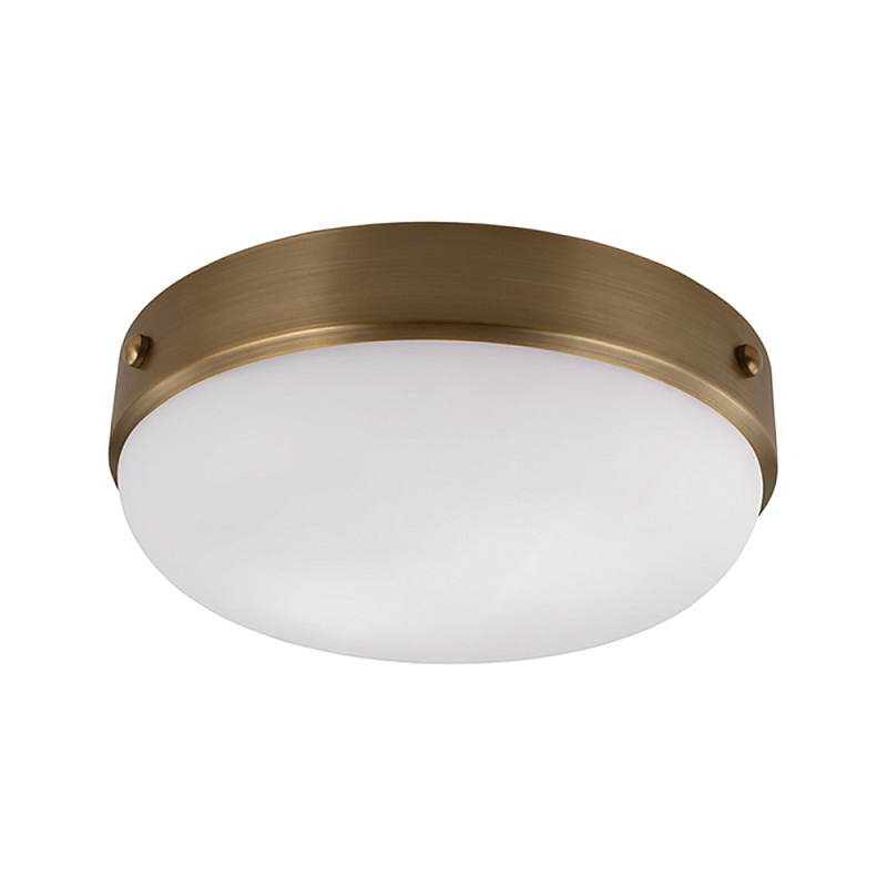 Потолочный светильник круглой формы с белым выпуклым матовым плафоном Feiss Белый Черный Латунь в Красноярске | Loft Concept 